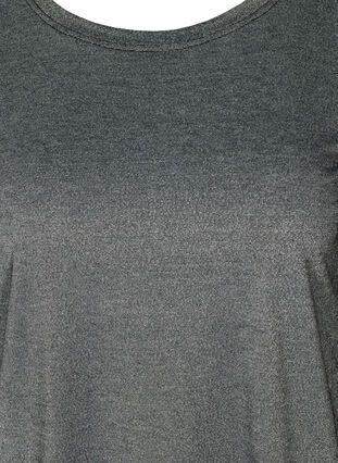 Kortärmad t-shirt med glitter, Black w Silver , Packshot image number 2