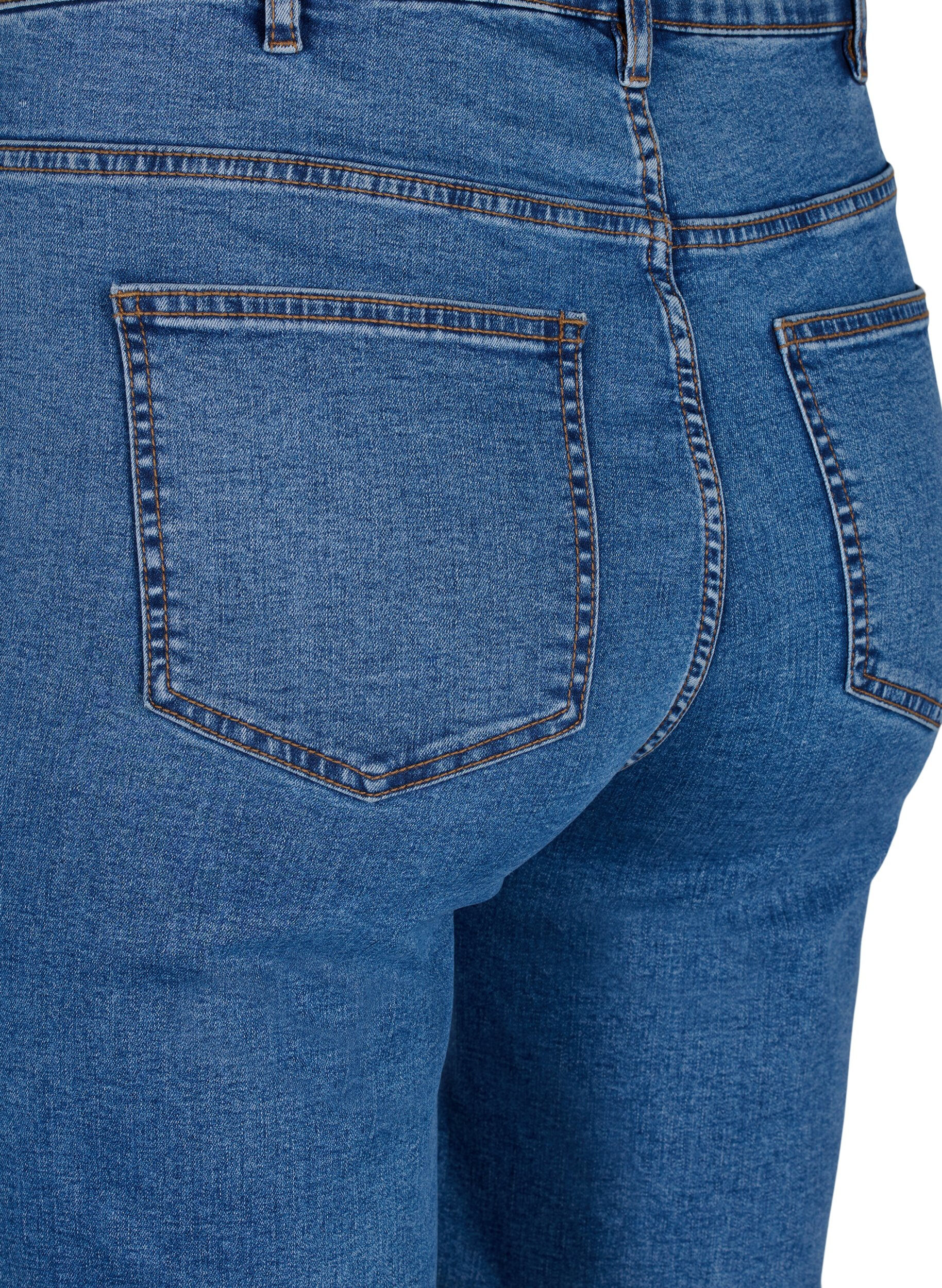 Zizzi &Aring;tsittande jeansshorts med h&ouml;g midja, Blue Denim, Packshot image number 3
