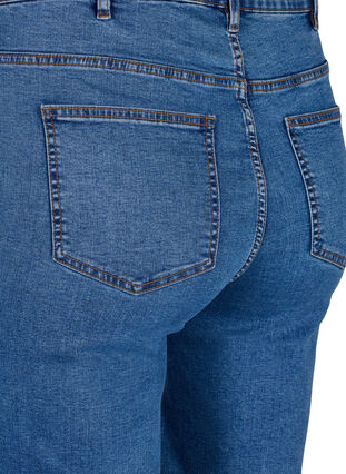 Åtsittande jeansshorts med hög midja, Blue Denim, Packshot image number 3