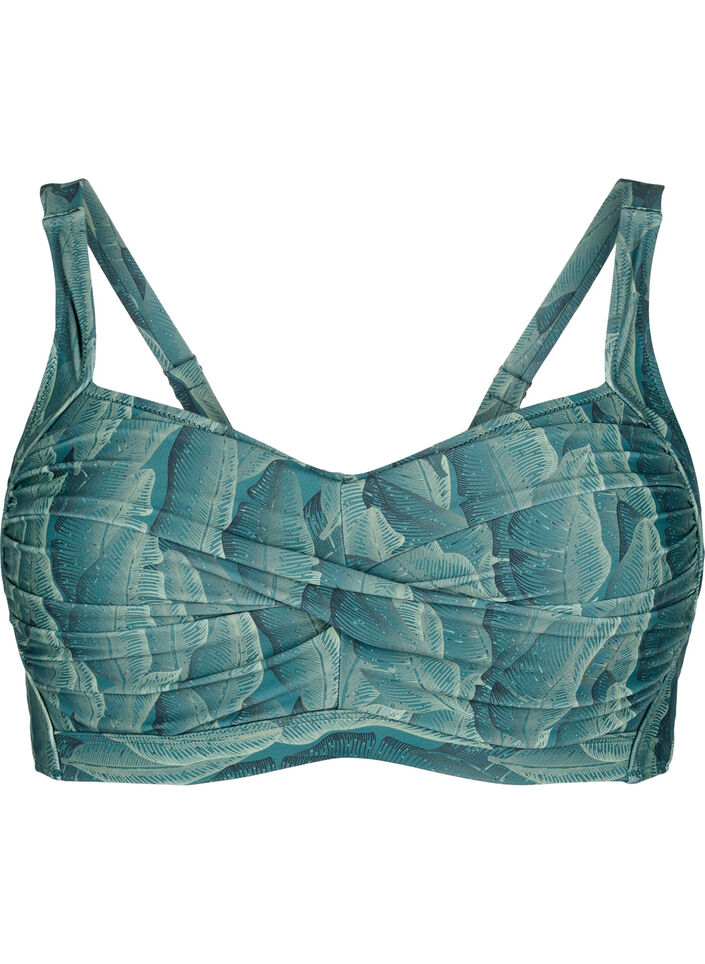 Vadderad bikinitopp med tryck, Gr&ouml;n, Packshot image number 0