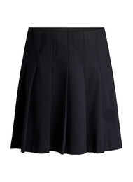 Kort plisserad kjol med res&aring;r i midjan, Svart