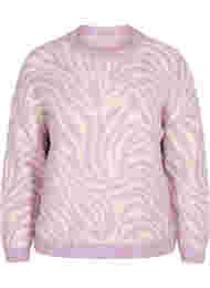 Stickad tröja med mönster, Lavender  Mel Comb.