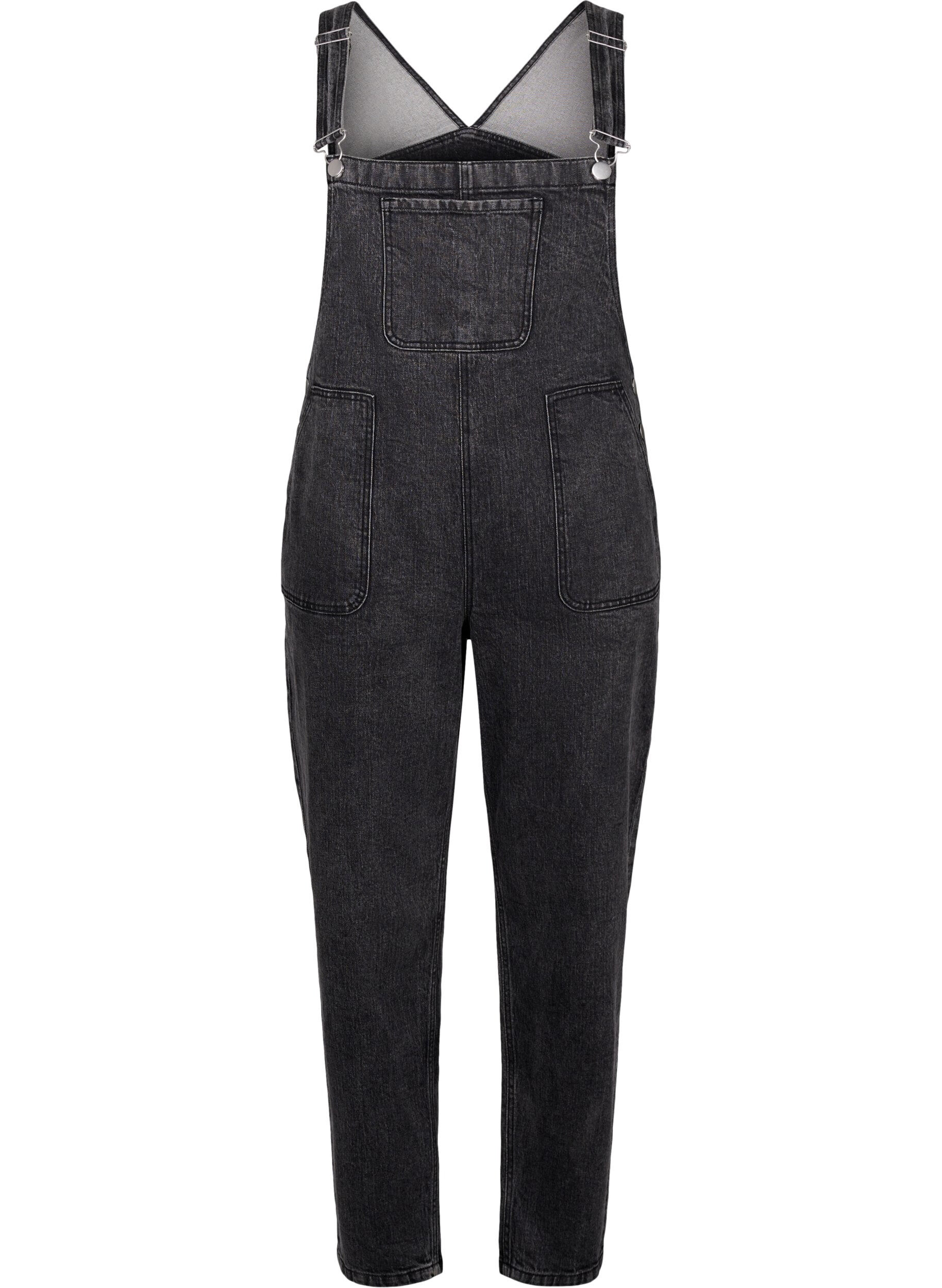 Zizzi Denim overaller, Dark Grey Denim, Packshot image number 0
