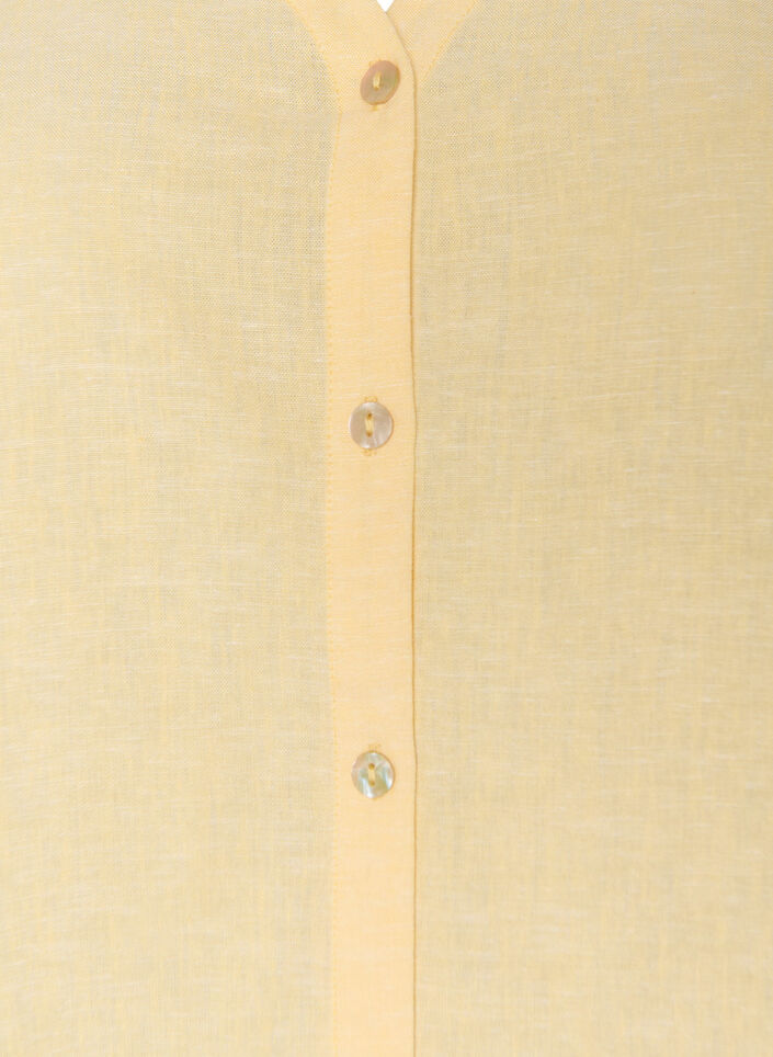 Blus i linne och viskos med v-ringning, Gul, Packshot image number 2
