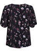 Blommig blus med korta &auml;rmar, Svart, Packshot image number 1