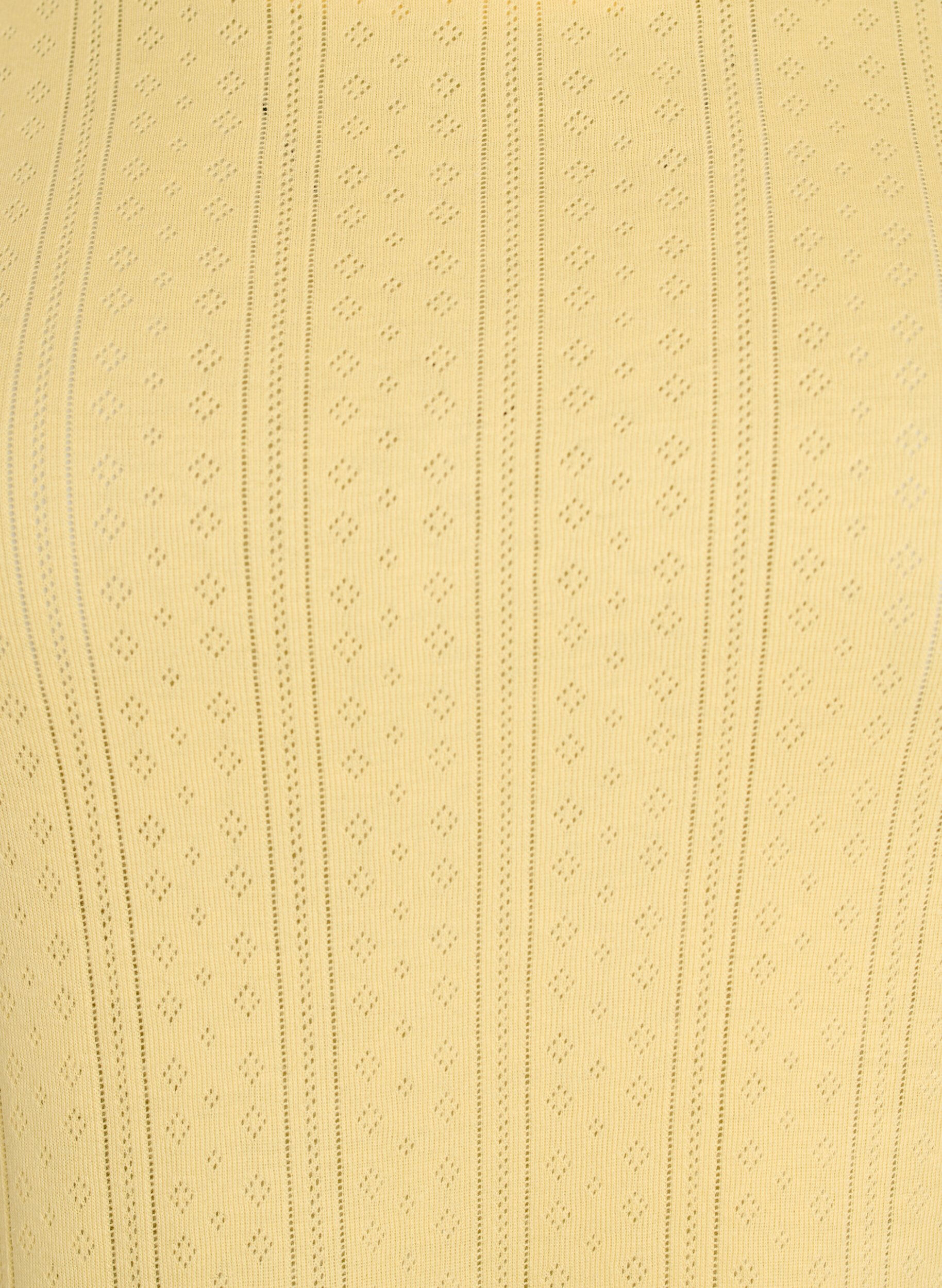 Zizzi T-shirt i bomull med h&aring;lbroderi, Gul, Packshot image number 2