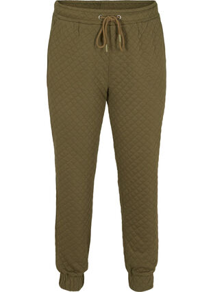 Mönstrade byxor med dragsko och fickor, Ivy Green, Packshot image number 0
