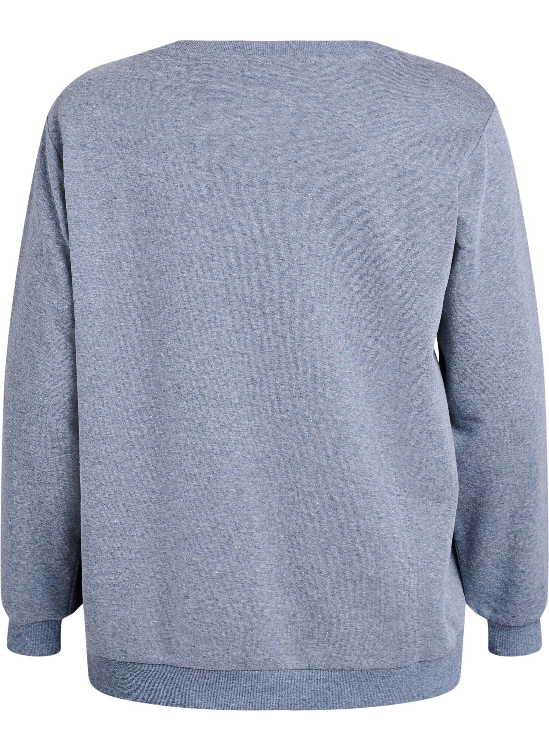 Zizzi Sweatshirt med broderat Milan-motiv, Gr&aring;, Packshot image number 1
