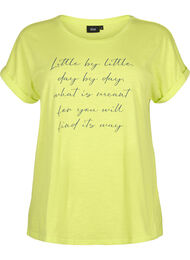 T-shirt med tryck i ekologisk bomull, Wild Lime w. Navy
