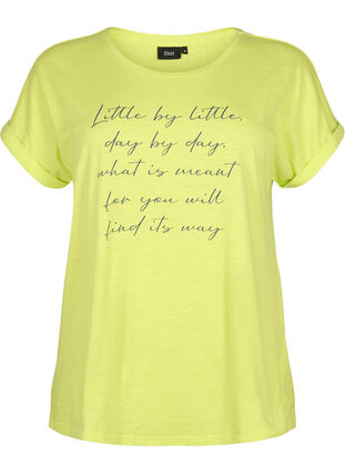 T-shirt med tryck i ekologisk bomull, Wild Lime w. Navy, Packshot image number 0
