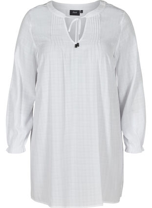 Långärmad tunika med knytdetalj, Bright White, Packshot image number 0