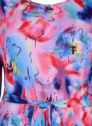Mönstrad plisserad klänning med knytband, Lavender Space AOP, Packshot image number 2