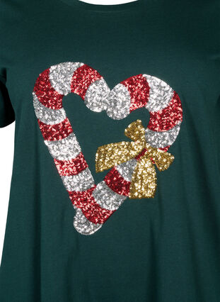 T-shirt med jultryck och paljetter, Scarab W. Stock, Packshot image number 2