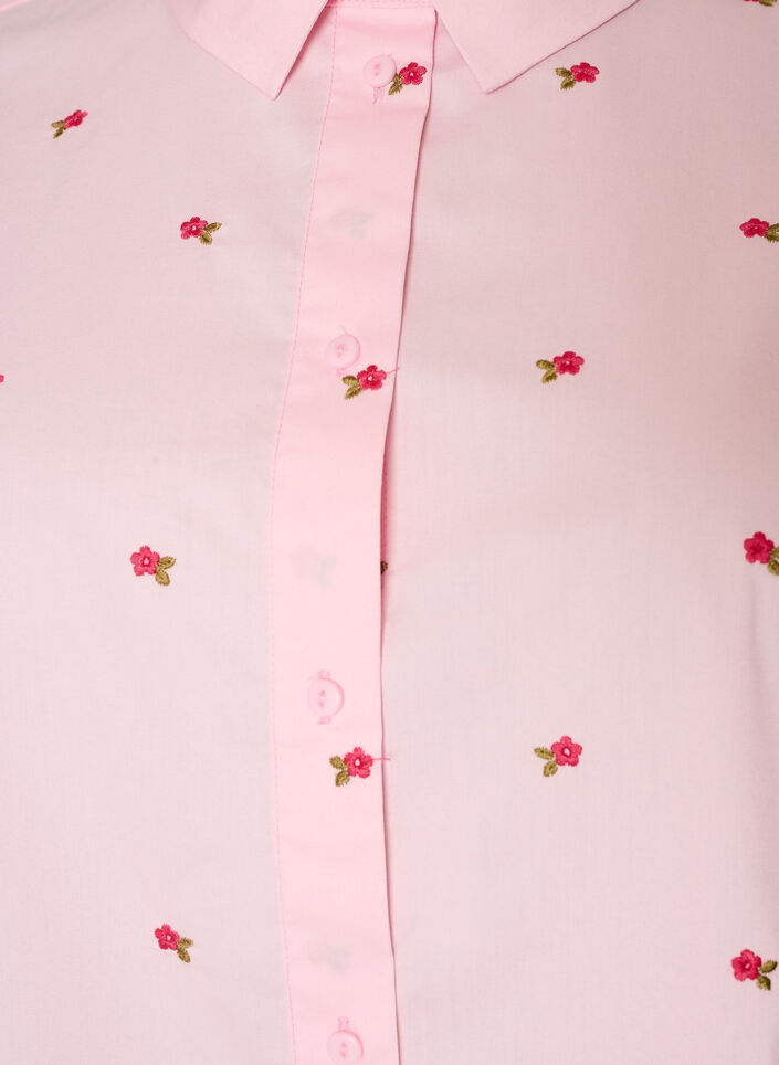Skjorta med broderade blommor, Rosa, Packshot image number 2