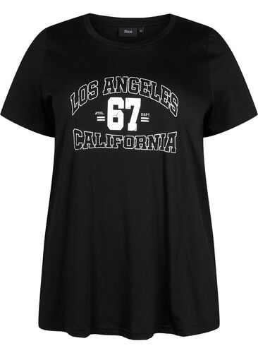 T-shirt i bomull med tryck, Black LOS ANGELES, Packshot image number 0