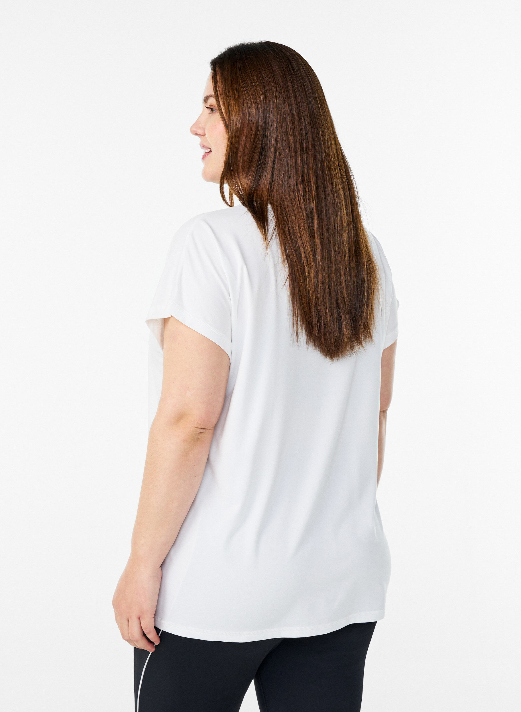 Zizzi Enf&auml;rgad tr&auml;nings-T-shirt, Vit, Model image number 2