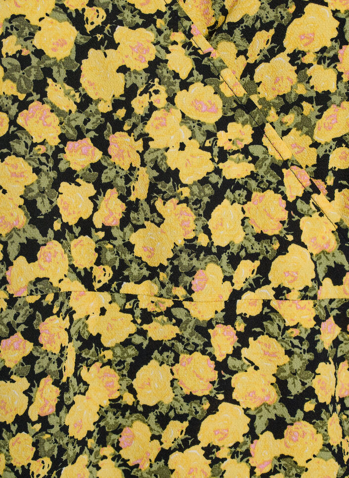 Blommig omlottkl&auml;nning med korta &auml;rmar, Gul, Packshot image number 2