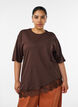 T-shirt med asymmetrisk spetskant, Brun, Model image number 0