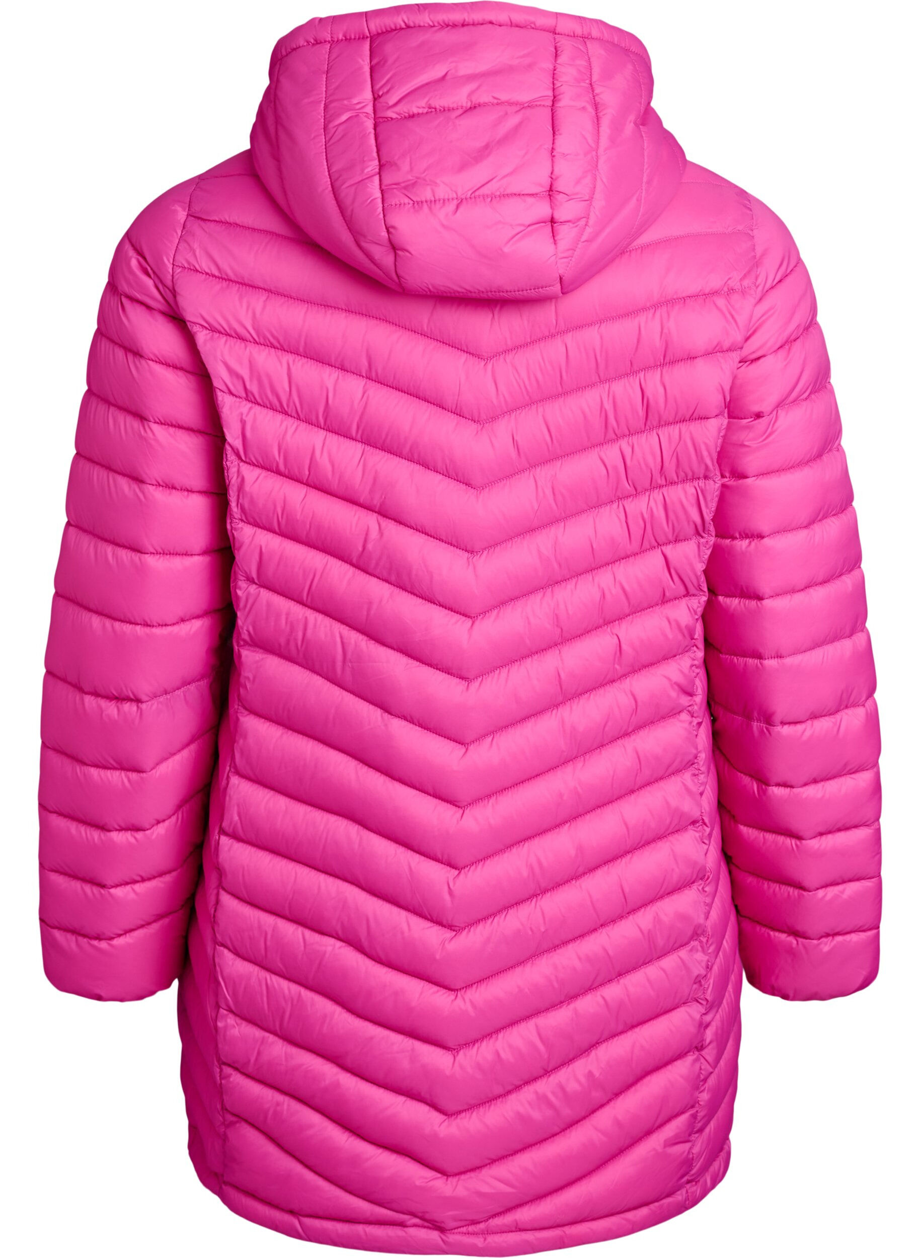ZizziL&auml;ttviktsjacka med fickor och avtagbar huva, Rosa, Packshot image number 1