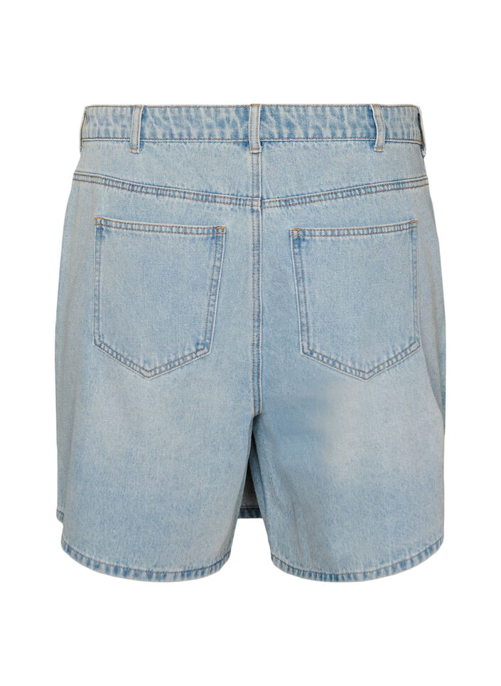 Denimskorts med omlotteffekt och h&ouml;g midja, Bl&aring;, Packshot image number 1
