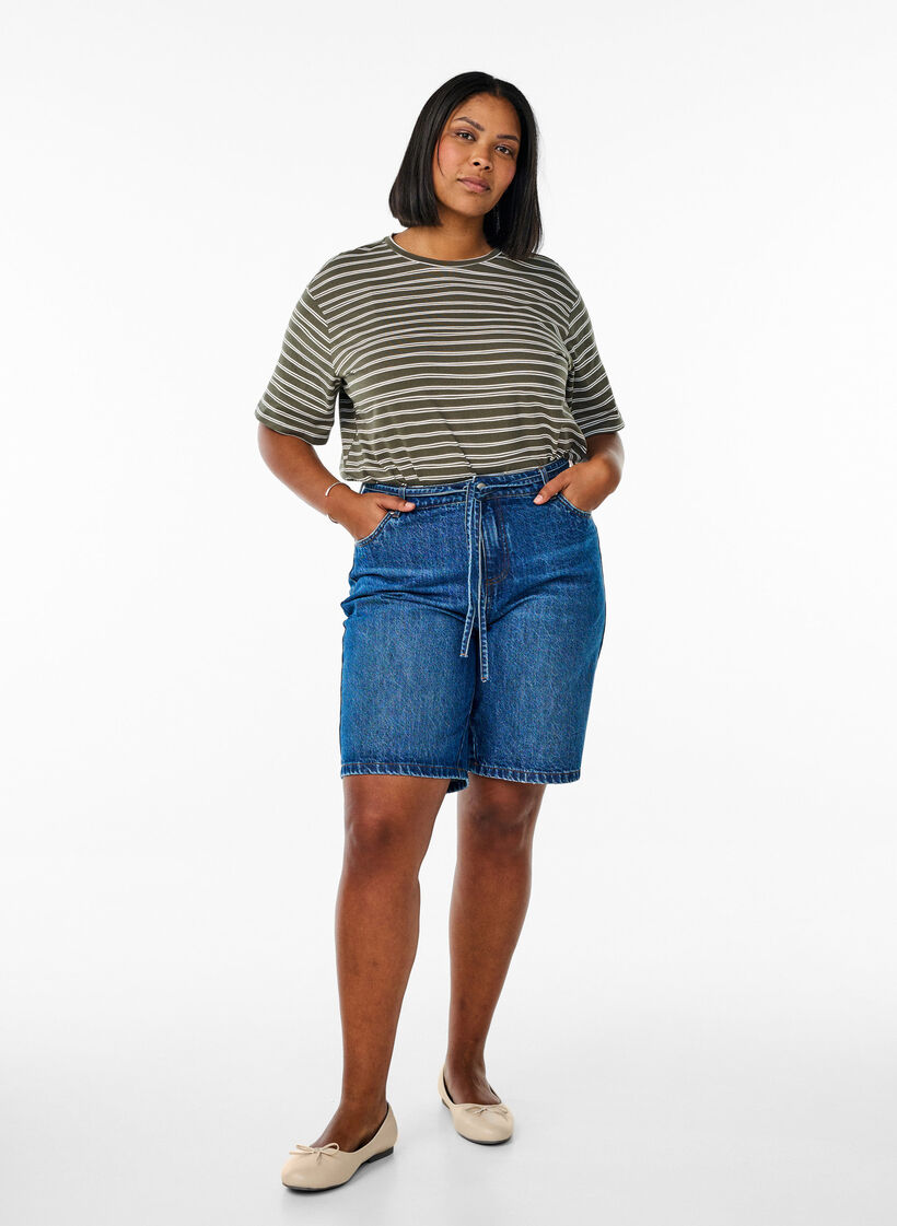 Randig t-shirt, Grön, Model image number 1