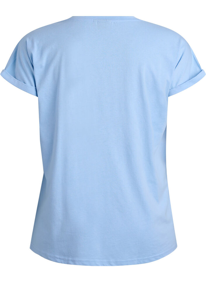 Kort&auml;rmad t-shirt i bomullsblandning, Bl&aring;, Packshot image number 1