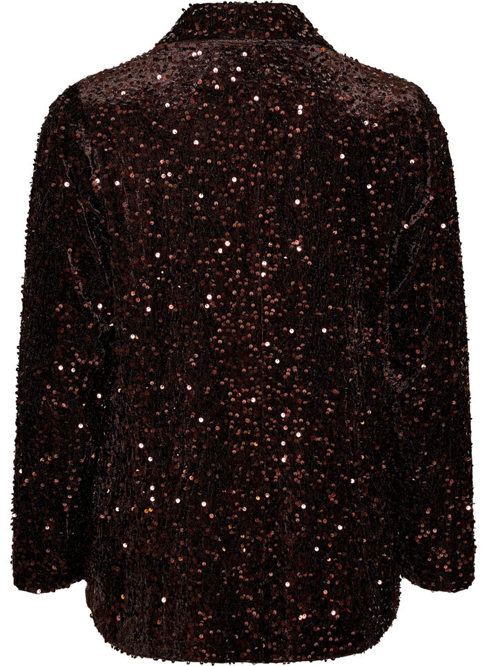 Blazer med paljetter, Brun, Packshot image number 1