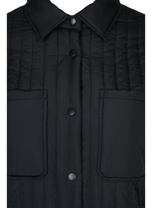 Quiltad jacka med bröstfickor och krage, Black, Packshot image number 2