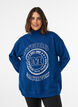 Sweatshirt med h&ouml;g krage och sportigt motiv framtill, Bl&aring;, Model image number 0