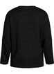 Blus i jersey med diagonal volang, Svart, Packshot image number 1