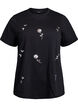 T-shirt med paljettblommor, Svart, Packshot image number 0