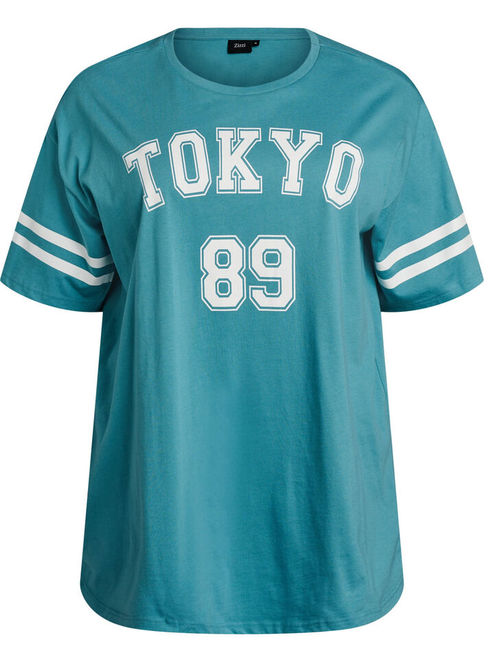 Sportig oversized college-t-shirt, Bl&aring;, Packshot image number 0