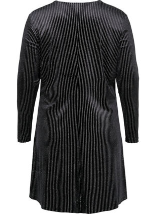 Glitterklänning i velour med långa ärmar, Black Silver Lurex, Packshot image number 1