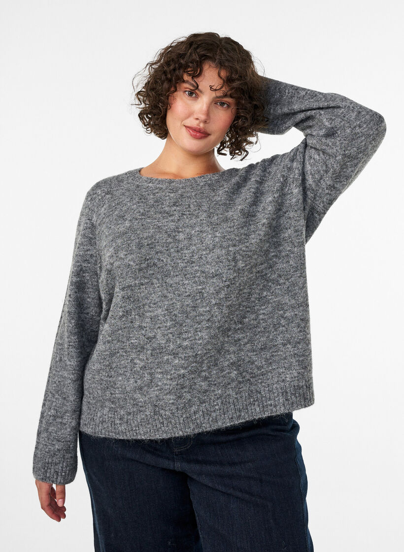 L&ouml;s rundhalsad tr&ouml;ja, Gr&aring;, Model image number 0