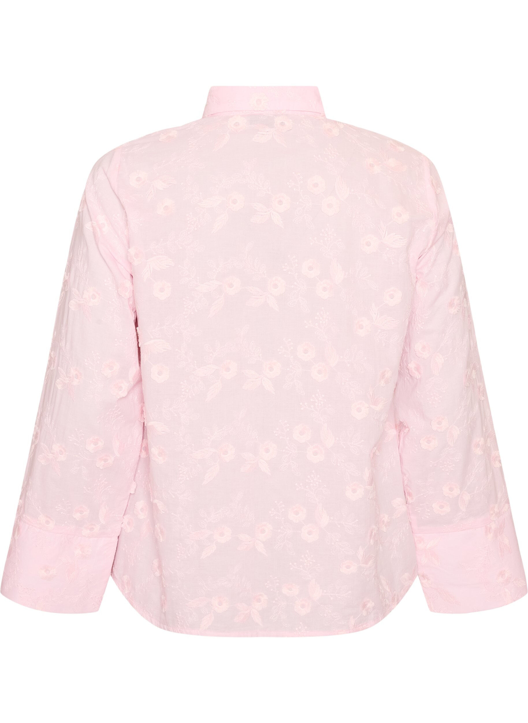 ZizziSkjorta med blommigt broderi och vida &auml;rmar, Rosa, Packshot image number 1