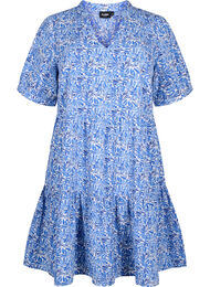 FLASH - A-linjeformad klänning med tryck, White Blue AOP