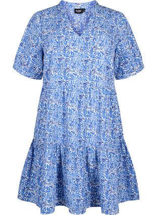 FLASH - A-linjeformad klänning med tryck, White Blue AOP, Packshot image number 0