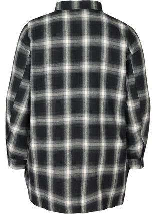 Rutig skjorta med bröstfickor, Black checked, Packshot image number 1