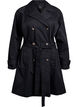 Halvlång trenchcoat med skärp, Black, Packshot image number 0