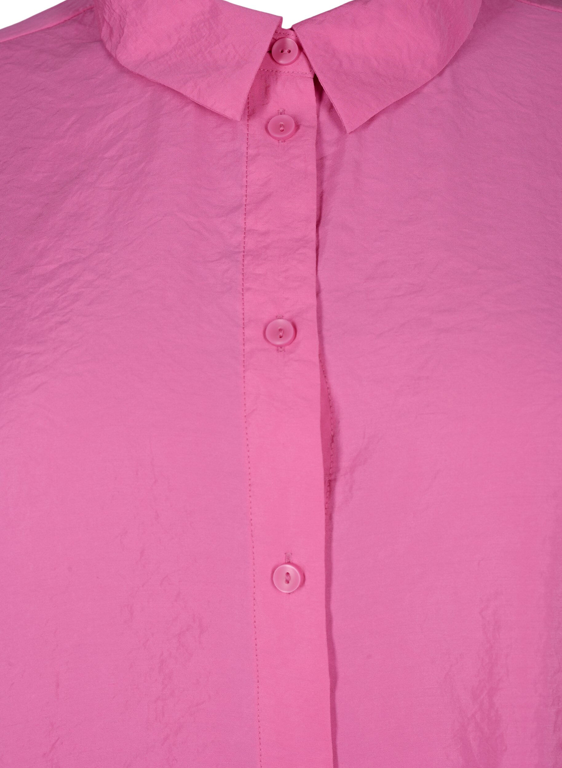 Zizzi L&aring;ng&auml;rmad skjorta i TENCEL&trade; Modal, Phlox Pink, Packshot image number 2