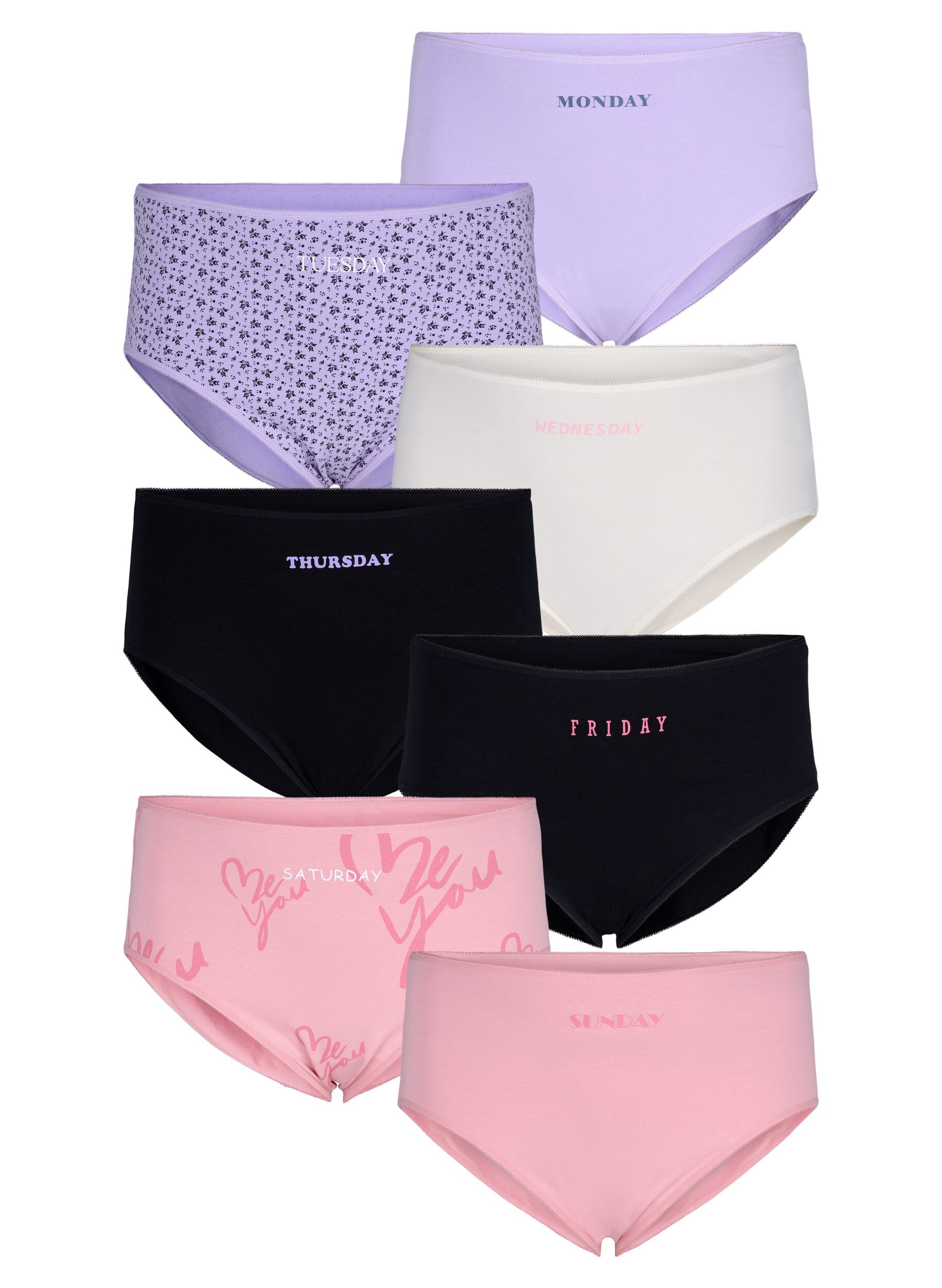 Zizzi 7-pack Briefs med normal midja, Lila, Packshot image number 0