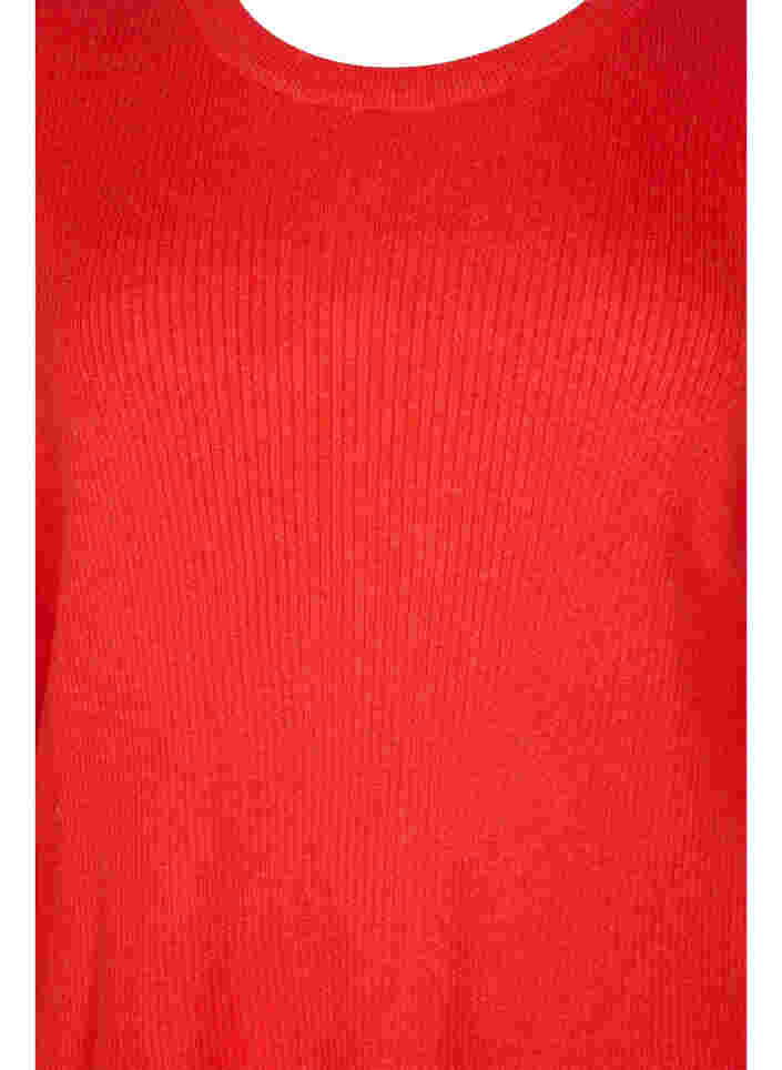 Stickad blus med ribbad struktur, Fiery Red Mel., Packshot image number 2