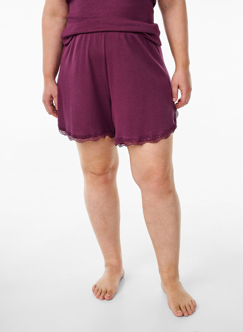 Topp med spetskant, M&ouml;rk Bordeaux, Model image number 3