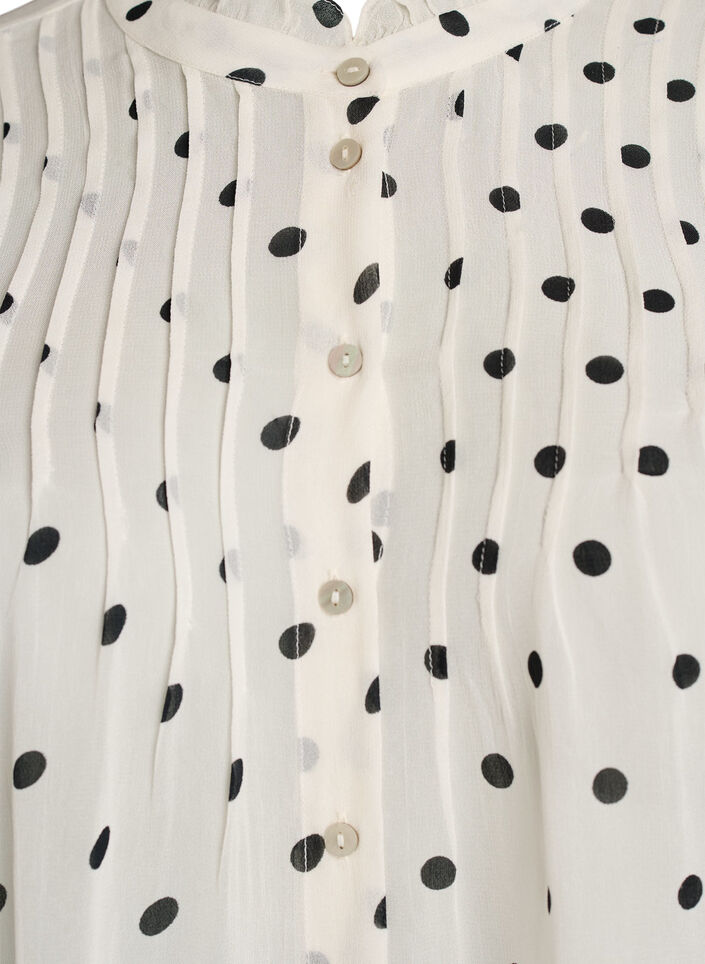 Blus i viskos med volangkrage, Vit, Packshot image number 2
