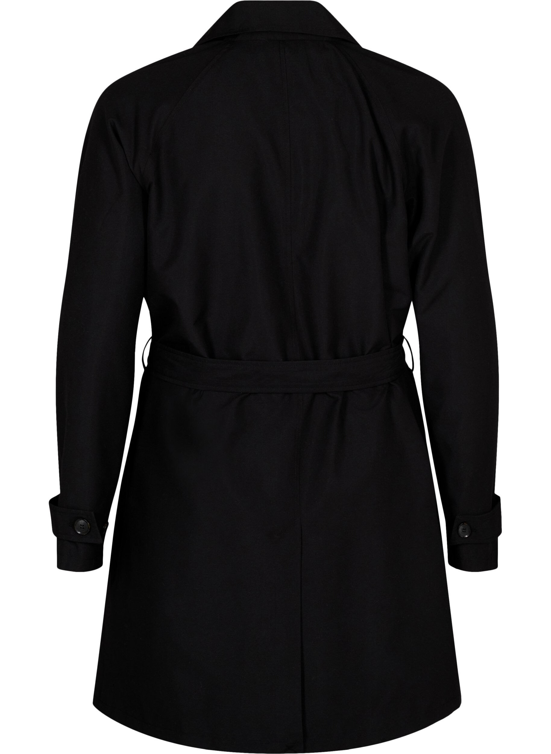 Zizzi Trenchcoat med b&auml;lte och slits, Black, Packshot image number 1