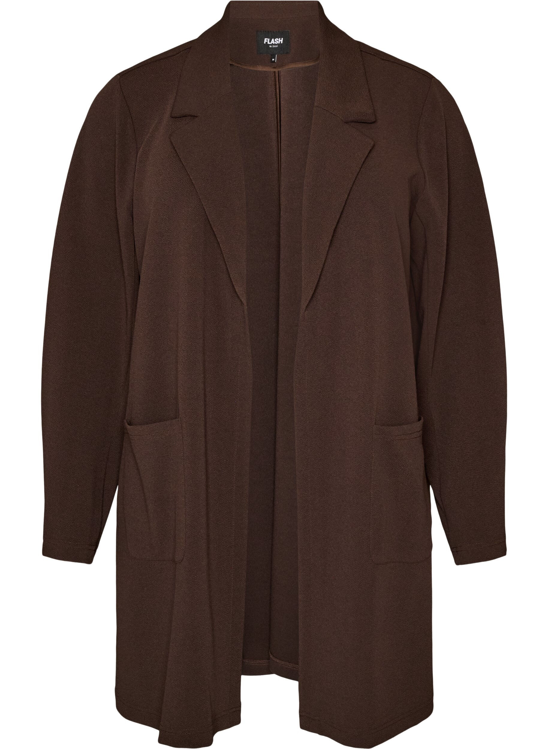 ZizziL&aring;ng kavaj med fickor, Brun, Packshot image number 0