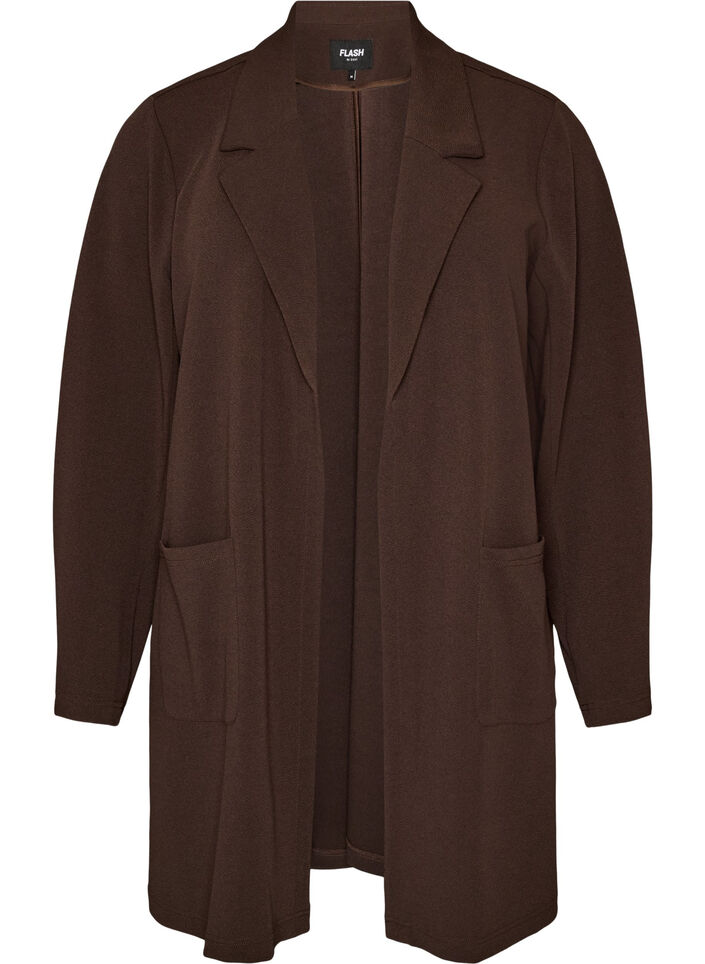 L&aring;ng kavaj med fickor, Brun, Packshot image number 0