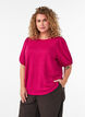 Blus med struktur och korta &auml;rmar, Rosa, Model image number 0