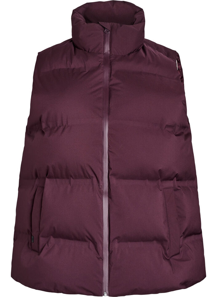 Kort pufferjacka med h&ouml;g krage, M&ouml;rk Bordeaux, Packshot image number 0