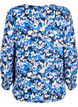FLASH - Långärmad blus med smock och tryck, Blue Purple Flower, Packshot image number 1